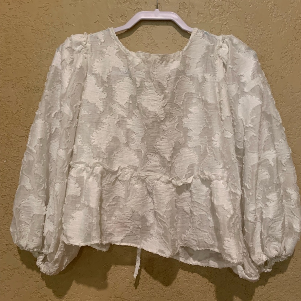 Free People White Lace Appliqué Lace open Back Cropped Top
